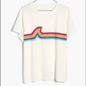 White t shirt with rainbow wave from Madewell